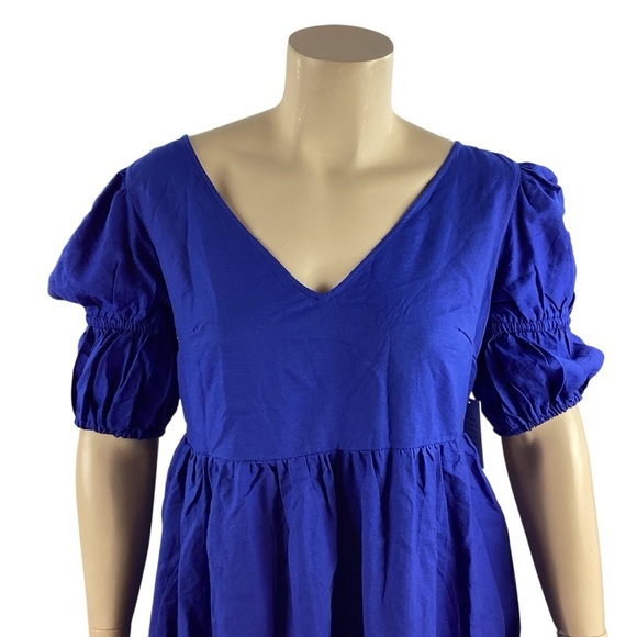 Eloquii Puff Sleeve Cutout Back Mini Dress Blue Size 14/16 - Picture 2 of 7